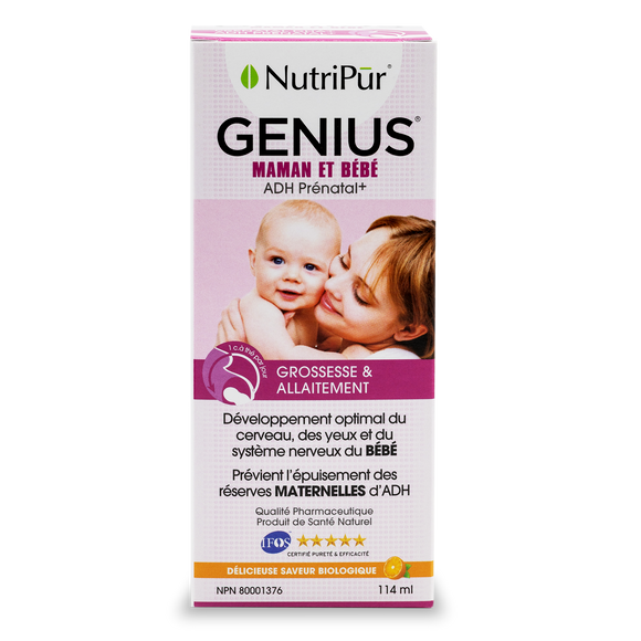 Genius Maman et BƩbƩ - Nutripur - allaitement et grossesse - preveint les trouble d'apprentissages chez l'enfants et l'Ʃpuismenet des reserverses Maternelle d'ADH pour prƩvenir le post-partrum
