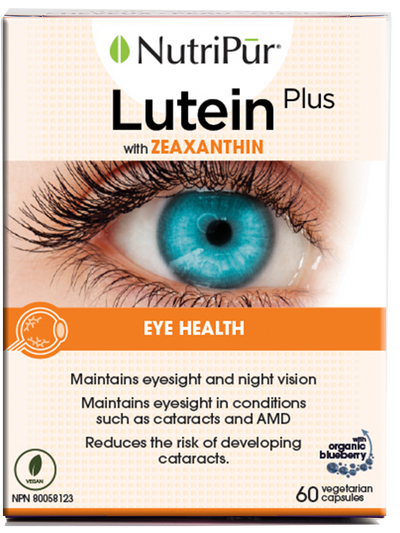 Lutein plus - Nutripur - with Zeaxanthin - eye health - eyesight - night vision - cataracts - AMD - Organic Blueberry