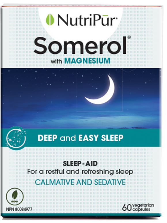 Nutripur Somerol - Anguish causing insomnia, Difficulty to fall asleep, Frequent waking, Insomnia, Irritability, Nervousness, Nocturnal agitation, Light sleep. - Ebambu.ca natural health product store - free shipping <59$