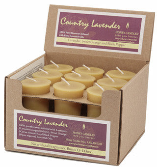 Honey Candles - Essential Votives Candles scented with essential oils Case of 18 Units by Honey Candles - Ebambu.ca natural health product store - free shipping <59$