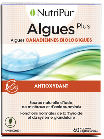 Algues plus - Nutripur - Algues CANADIENNES BIOLOGIQUES - Antioxydant - source d'iodine, mineral, AA - fonctions normales de la thyroide et du systeme glandulaire