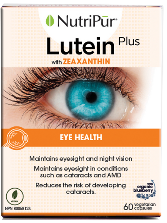 Lutein plus - Nutripur - with Zeaxanthin - eye health - eyesight - night vision - cataracts - AMD - Organic Blueberry